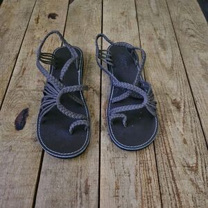 Braided Sage Green And Brown Sandals